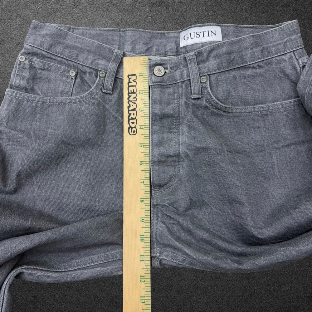 Gustin‎ Mens California Straight Raw Grey Denim Jeans Button Fly Size 32 x 31